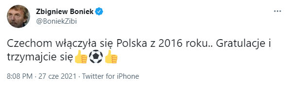 TWEET Zbigniewa Bońka po AWANSIE Czechów :D